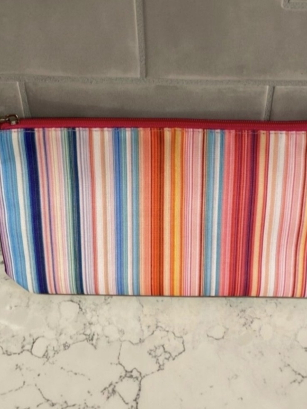 Clinique Rainbow Stripe Cosmetic Makeup Travel Bag NWOT